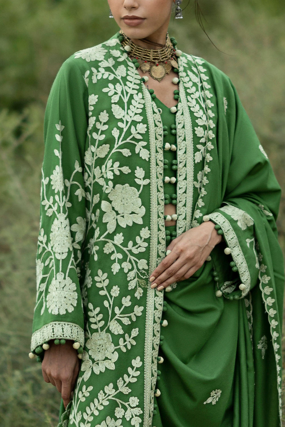3 Piece Embroidered Pashmina Suit with Embroidered Pashmina Dupatta
