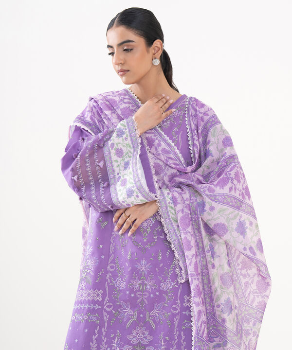 3 Piece - Embroidered Raw Silk Suit