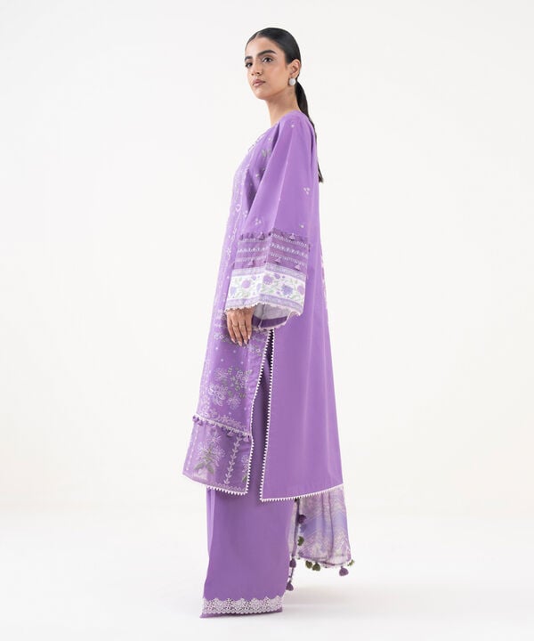 3 Piece - Embroidered Raw Silk Suit