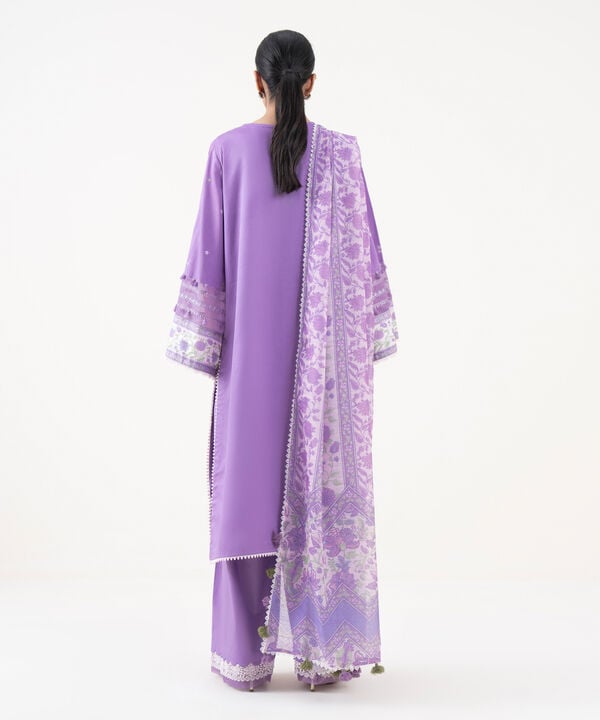 3 Piece - Embroidered Raw Silk Suit