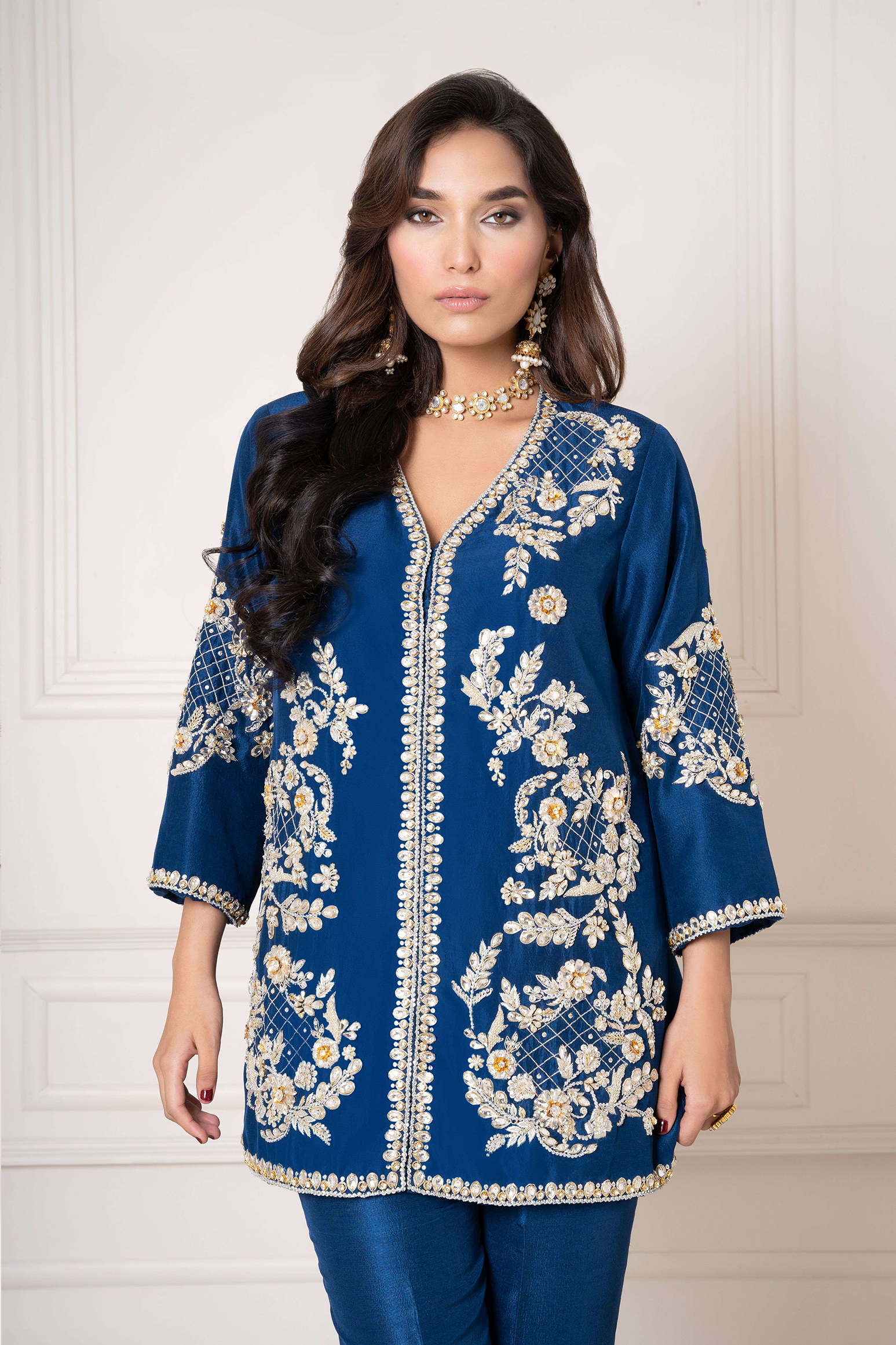 Embellished Jacket with Straight Trouser