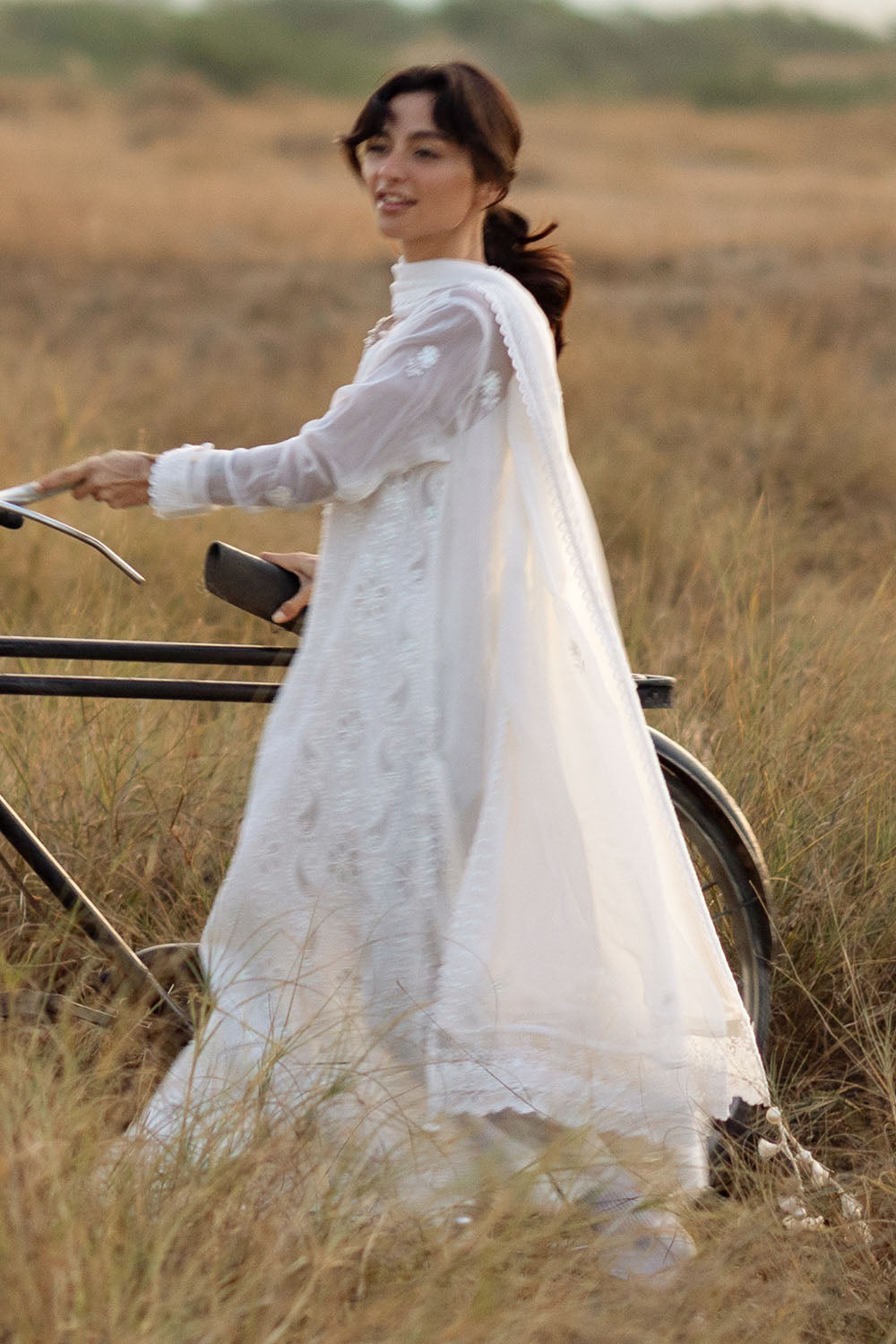 3 Piece Embroidered Chiffon Suit with Cotton Applique