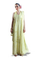 3 Piece Embroidered Cutwork Net Suit With Chiffon Dupatta