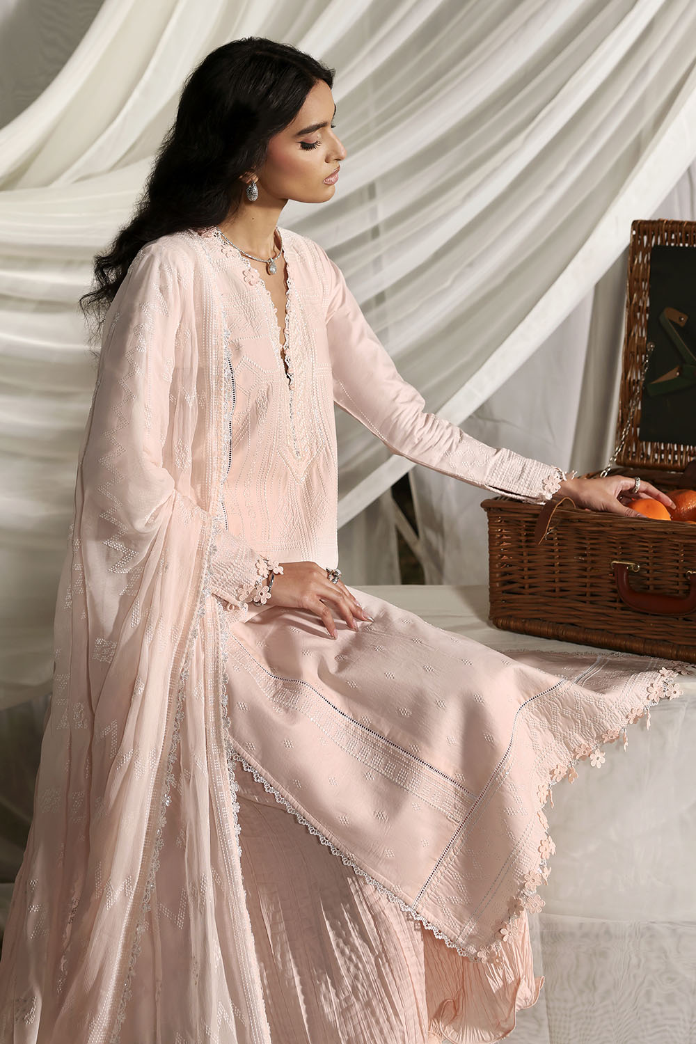 3 Piece Embroidered Lawn Suit with Embroidered Chiffon Dupatta
