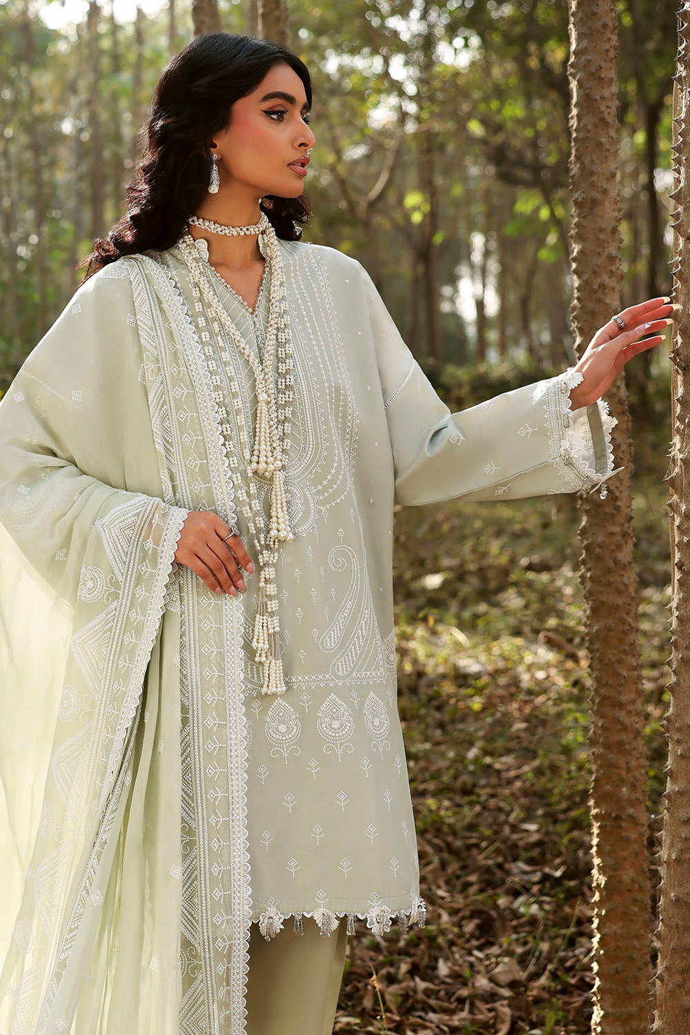 3 Piece Embroidered Lawn Suit With Embroidered Chiffon Dupatta