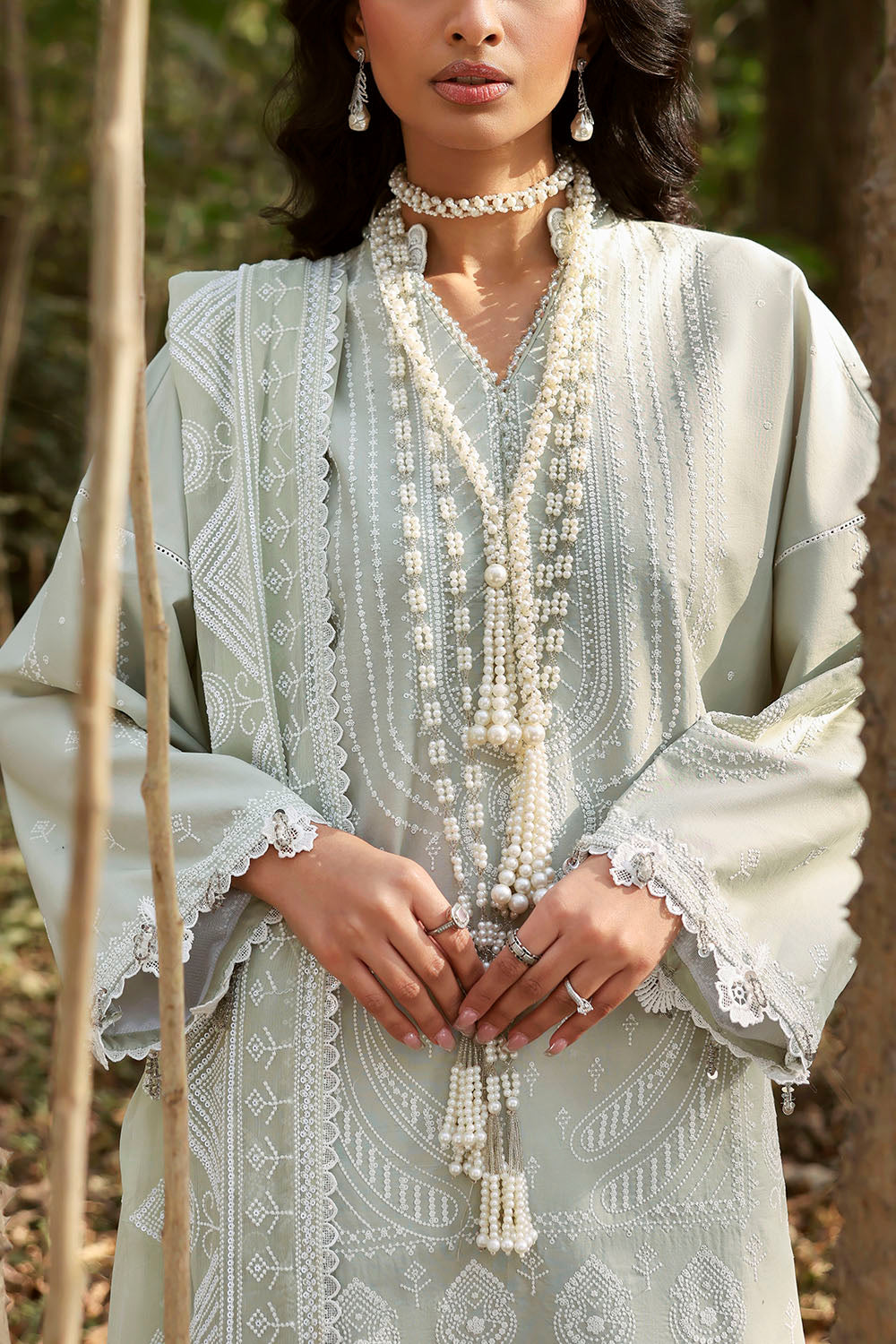 3 Piece Embroidered Lawn Suit With Embroidered Chiffon Dupatta