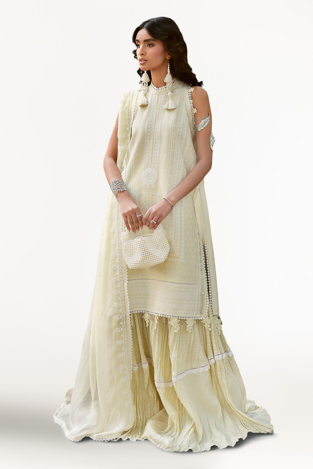 3 Piece Embroidered Lawn Suit With Embroidered Chiffon Dupatta