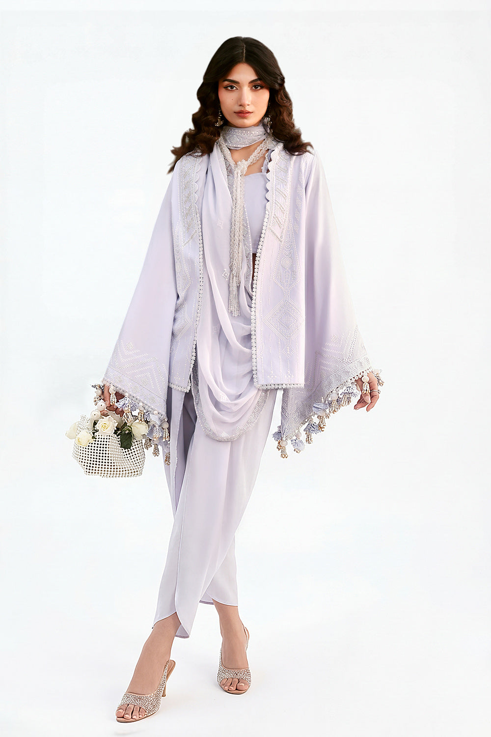 3 Piece Embroidered Lawn Suit With Embroidered Chiffon Dupatta