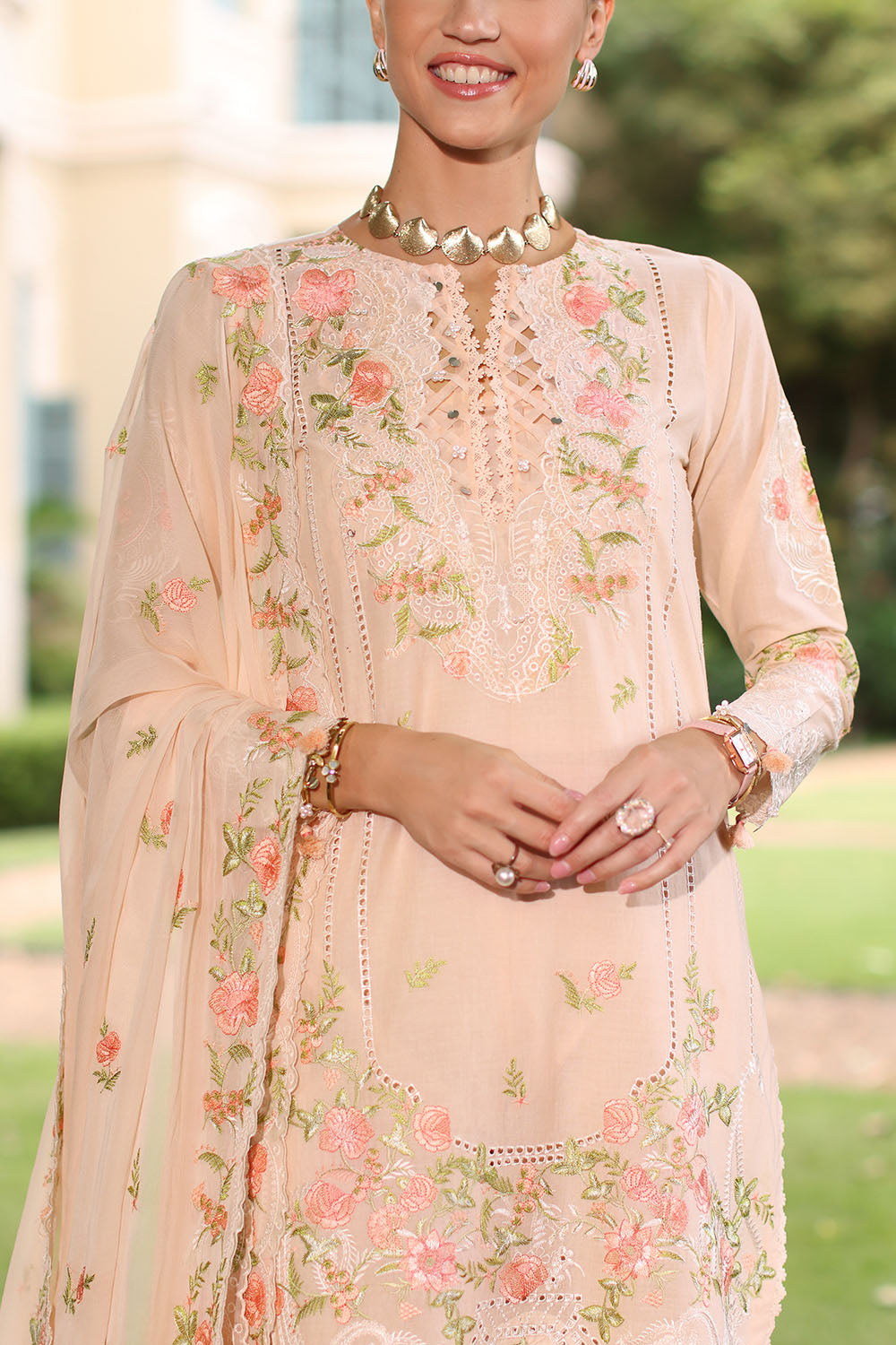 Gul Ahmed - 3 Piece Embroidered Lawn Suit with Chiffon Dupatta