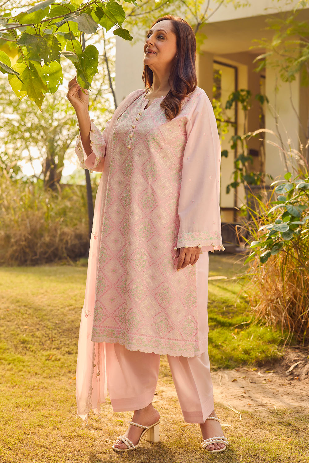 3 Piece Embroidered Lawn Suit with Embroidered Chiffon Dupatta
