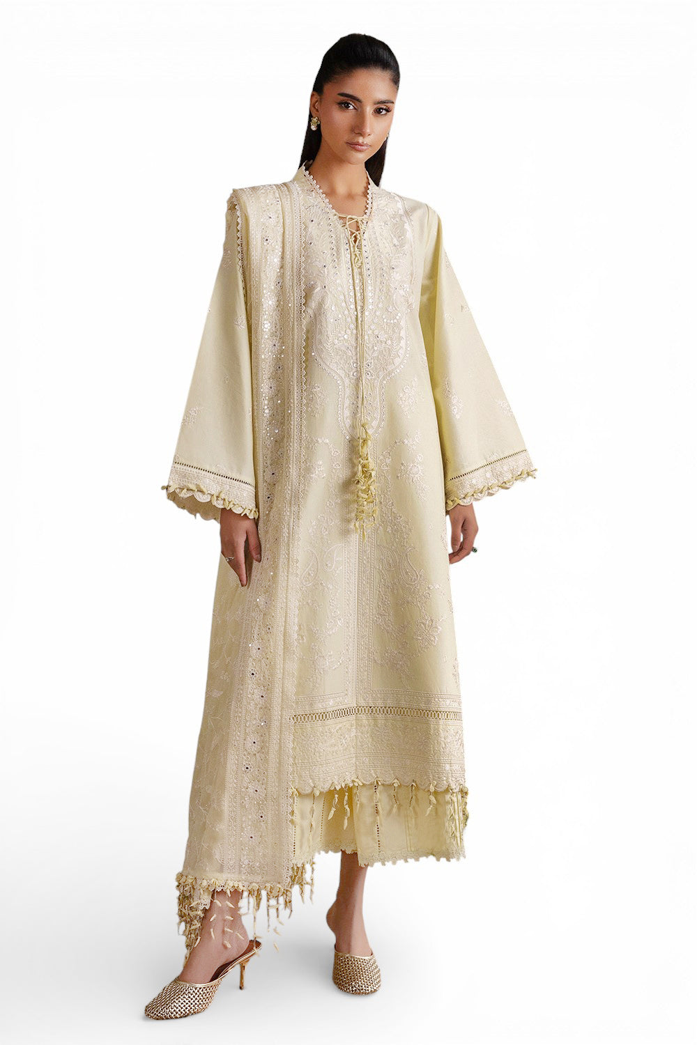 3 Piece Embroidered Lawn Suit with Embroidered Chiffon Dupatta