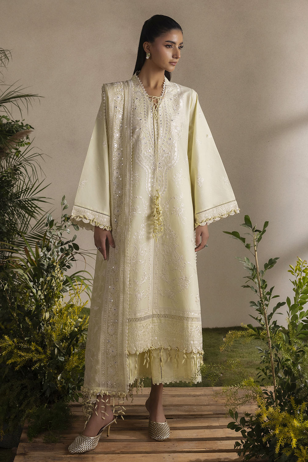 3 Piece Embroidered Lawn Suit with Embroidered Chiffon Dupatta