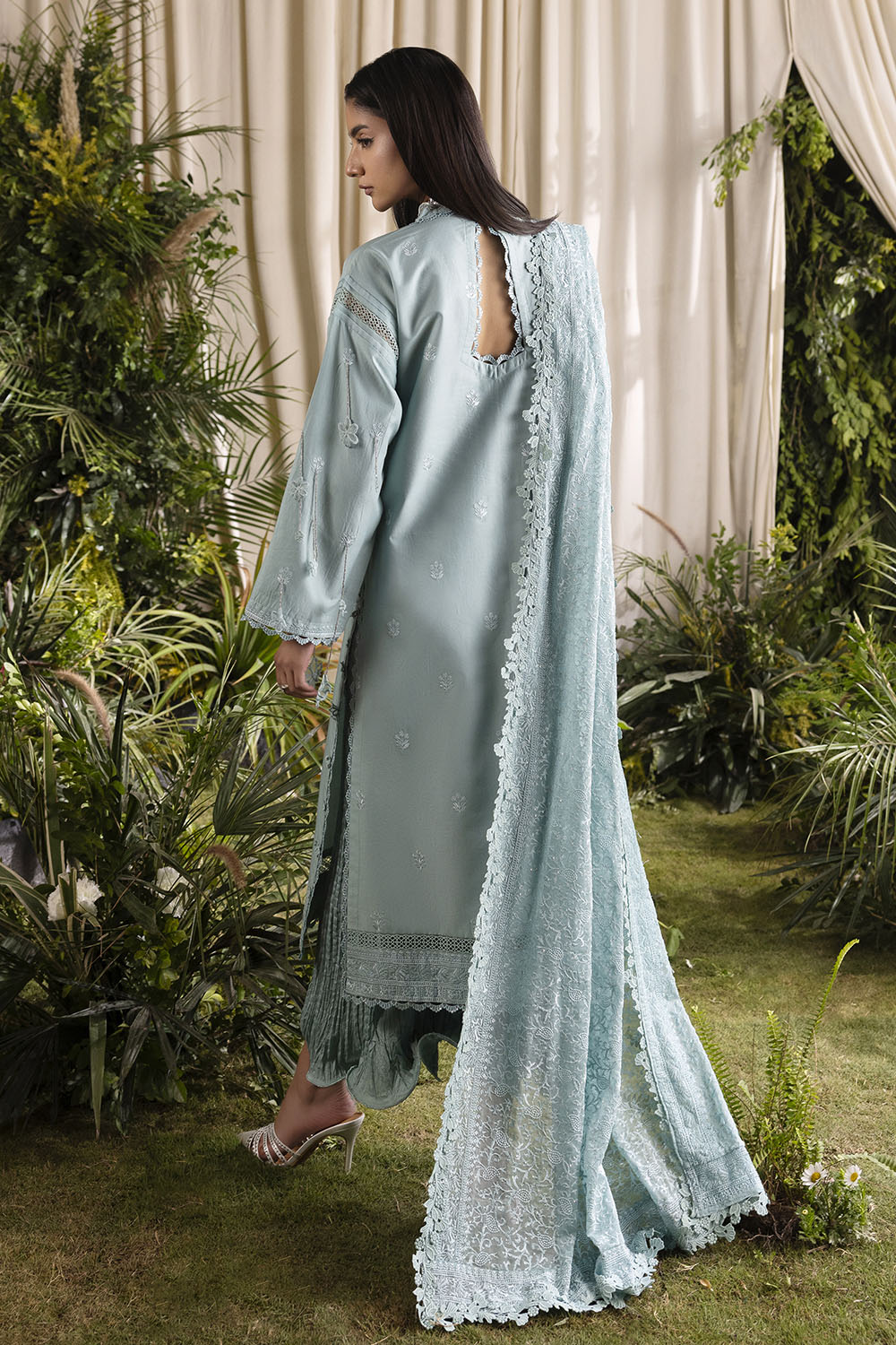 3 Piece Embroidered Lawn Suit with Embroidered Chiffon Dupatta