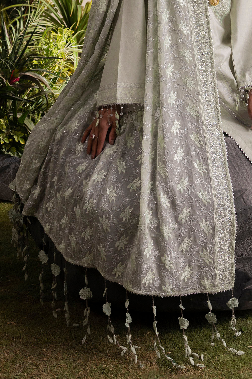3 Piece Printed Lawn Suit With Embroidered Neckline & Embroidered Chiffon Dupatta