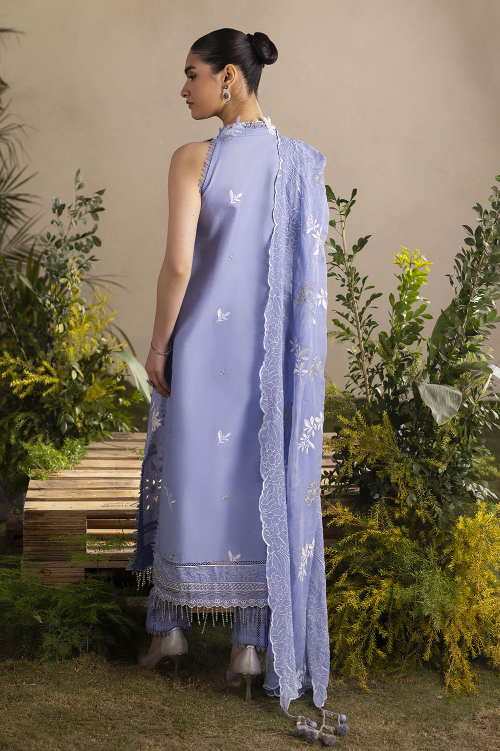 3 Piece Embroidered Lawn Suit With Embroidered Chiffon Dupatta