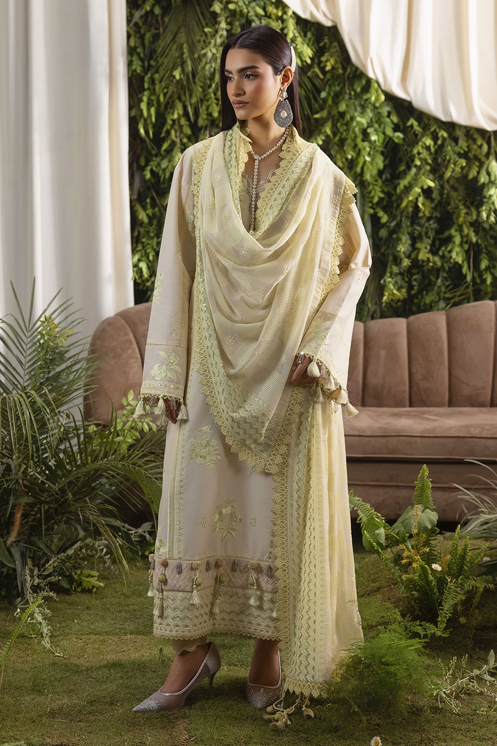 3 Piece Embroidered Lawn Suit With Embroidered Chiffon Dupatta