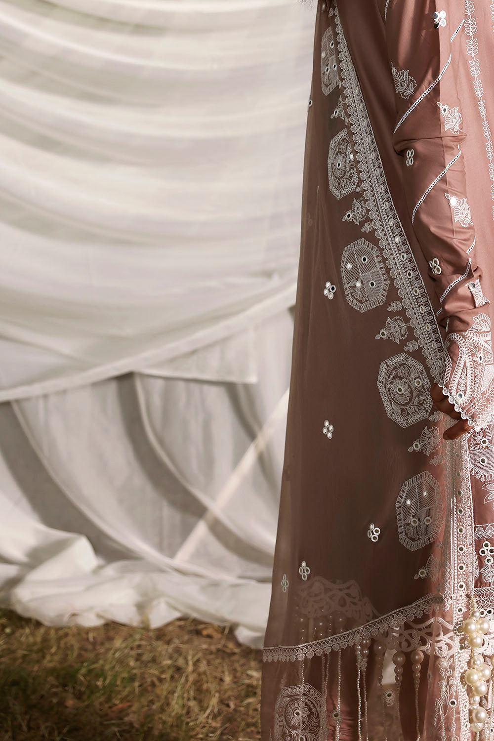 3 Piece Sequins Embroidered Lawn Suit With Chiffon Dupatta