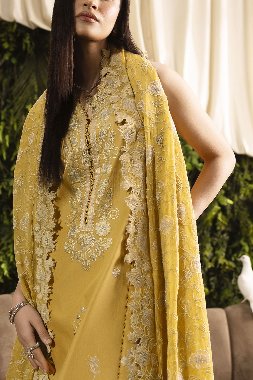 3 Piece Embroidered Lawn Suit With Embroidered Chiffon Dupatta