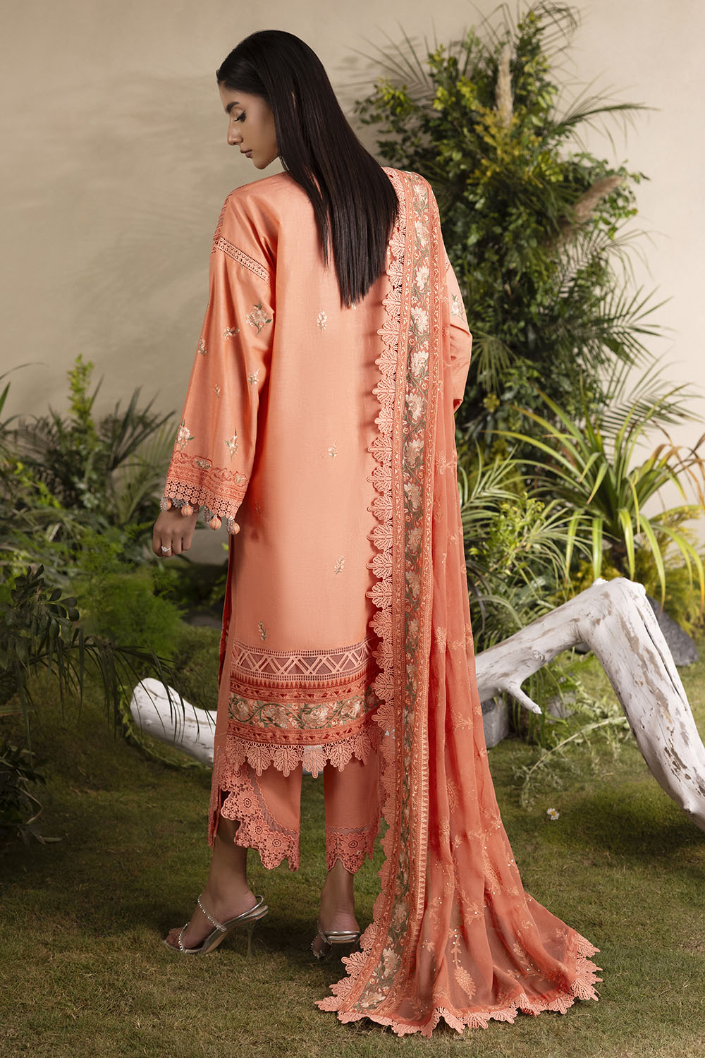 3 Piece Embroidered Lawn Suit With Embroidered Chiffon Dupatta