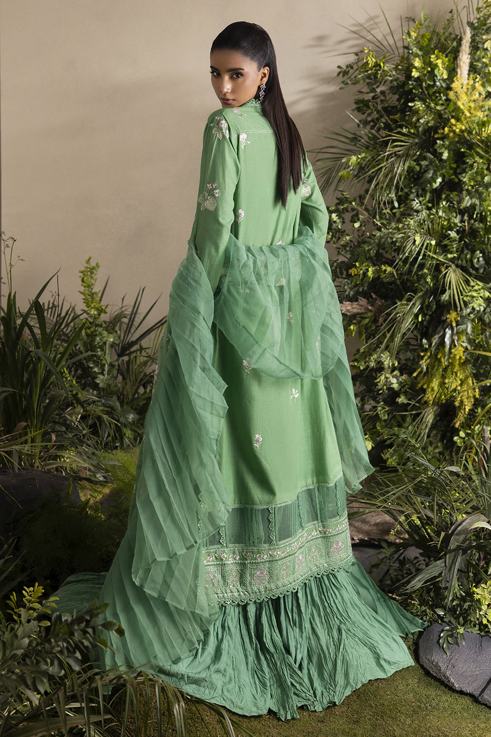3 Piece Embroidered Lawn Suit with Embroidered Chiffon Dupatta