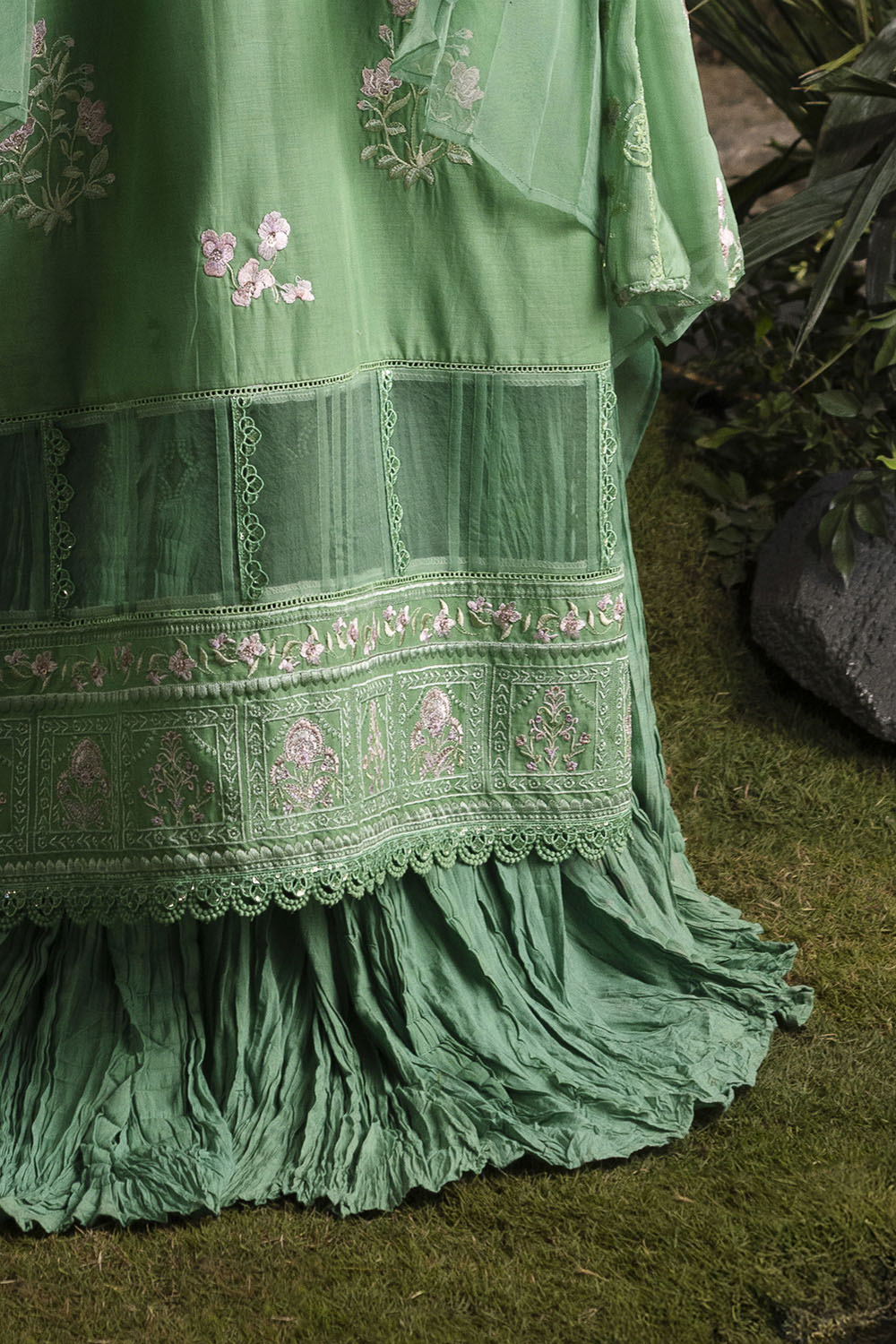 3 Piece Embroidered Lawn Suit with Embroidered Chiffon Dupatta