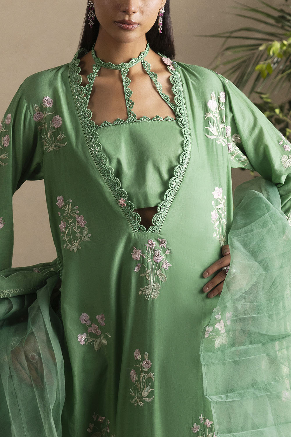 3 Piece Embroidered Lawn Suit with Embroidered Chiffon Dupatta