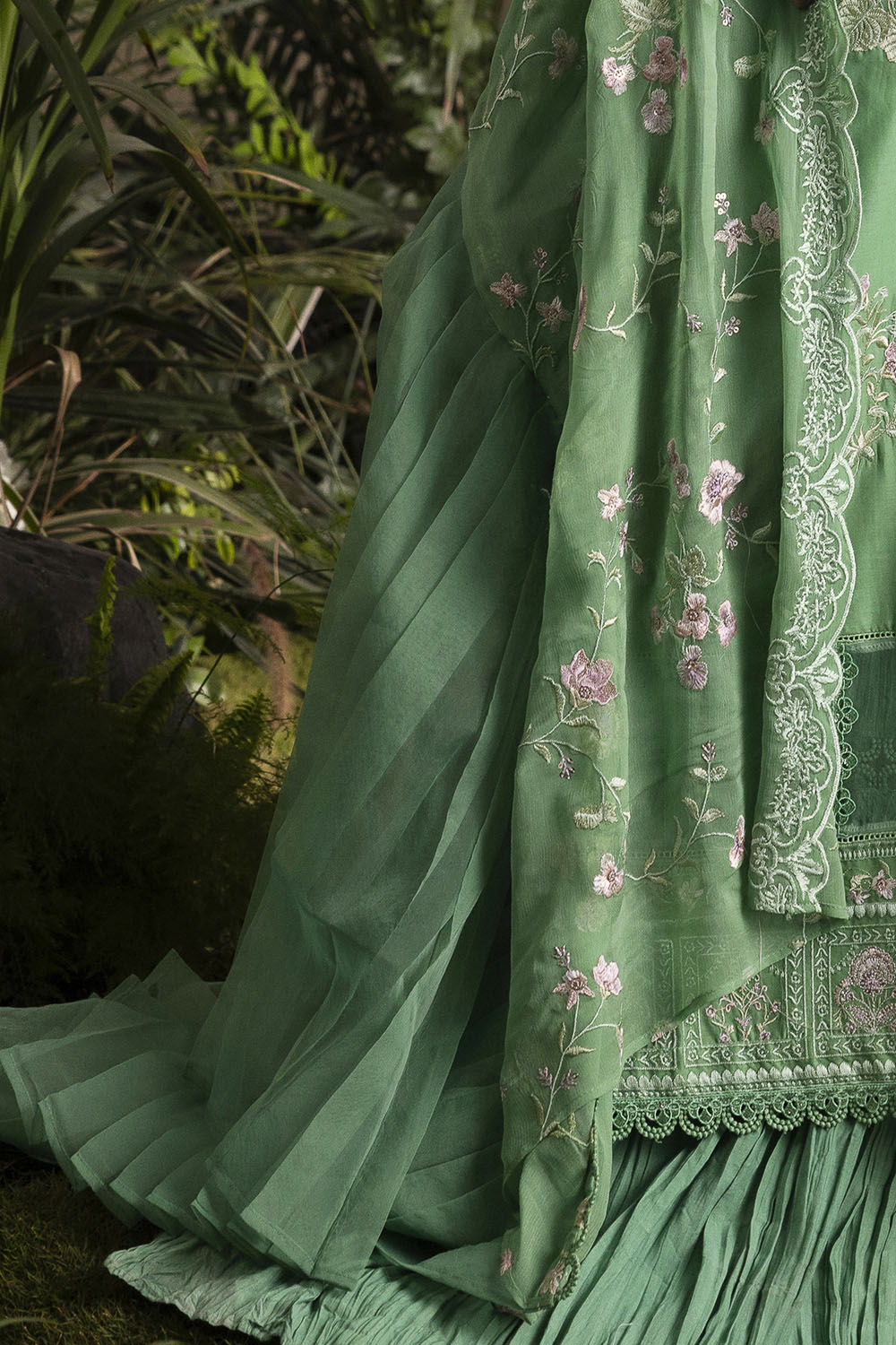 3 Piece Embroidered Lawn Suit with Embroidered Chiffon Dupatta