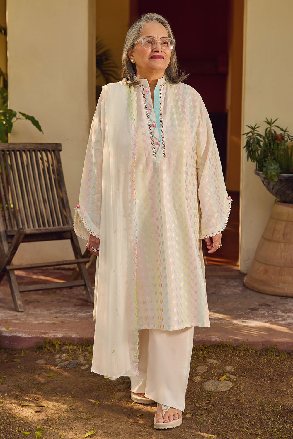 3 Piece Embroidered Lawn Suit with Embroidered Chiffon Dupatta