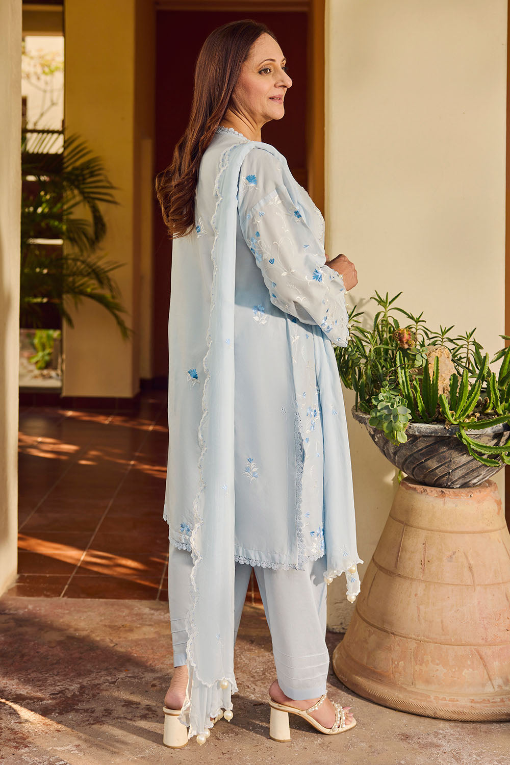3 Piece Embroidered Lawn Suit With Embroidered Chiffon Dupatta