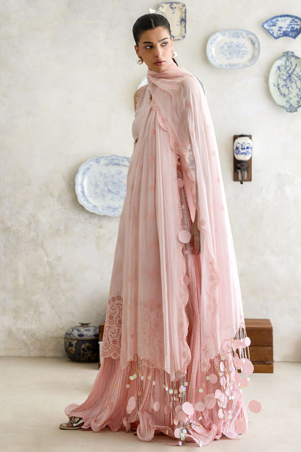 3 Piece Schiffli Embroidered Lawn Suit with Chiffon Dupatta