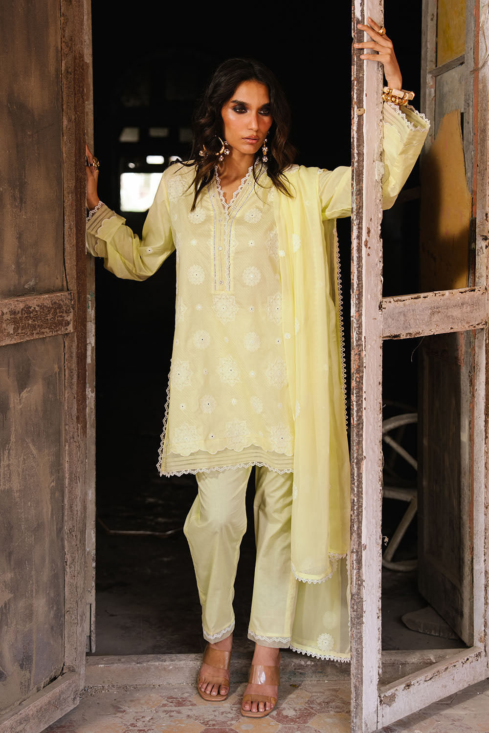 3 Piece Embroidered Cotton Lawn Suit With Embroidered Chiffon Dupatta