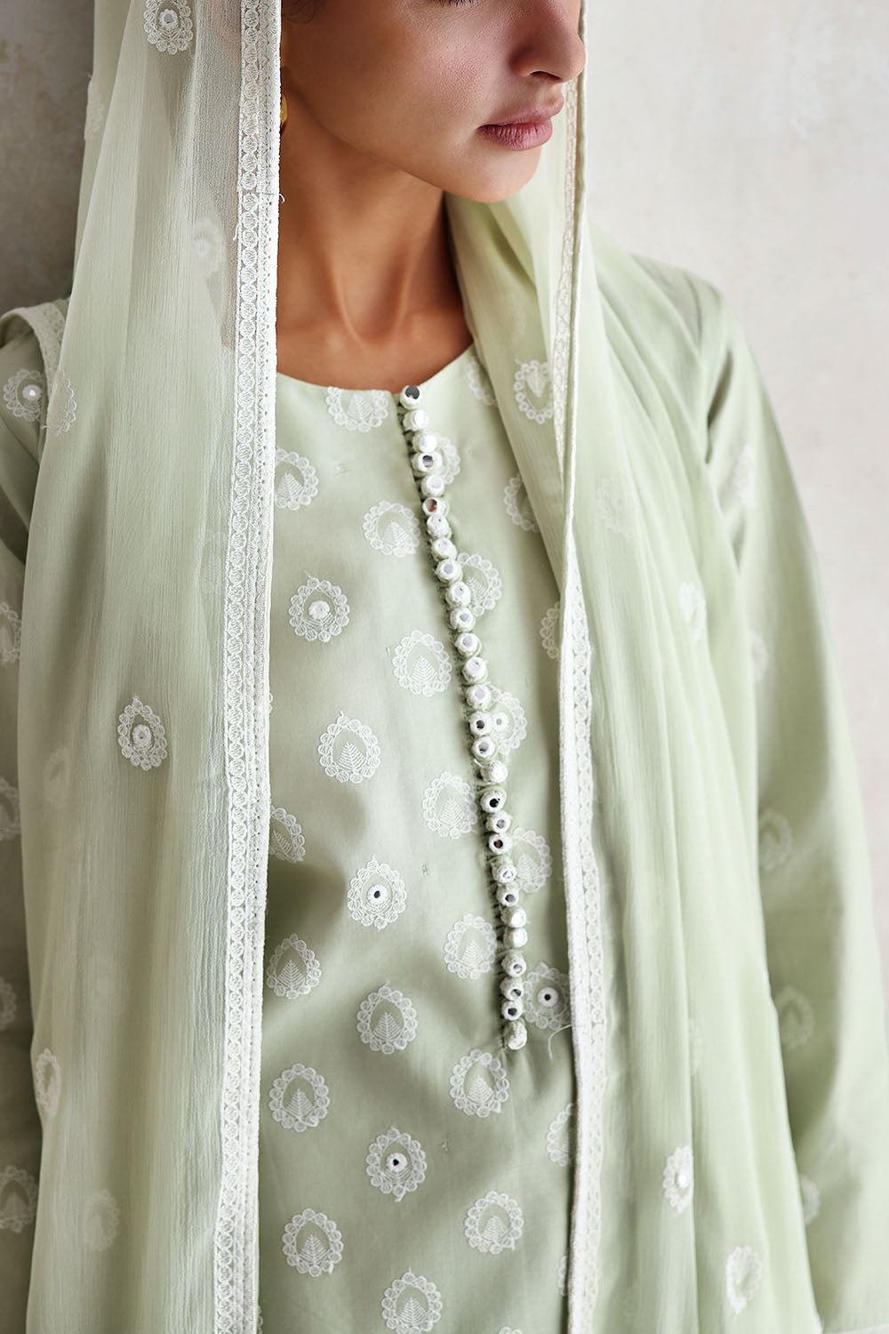 3 Piece Embroidered Lawn Suit with Embroidered Chiffon Dupatta