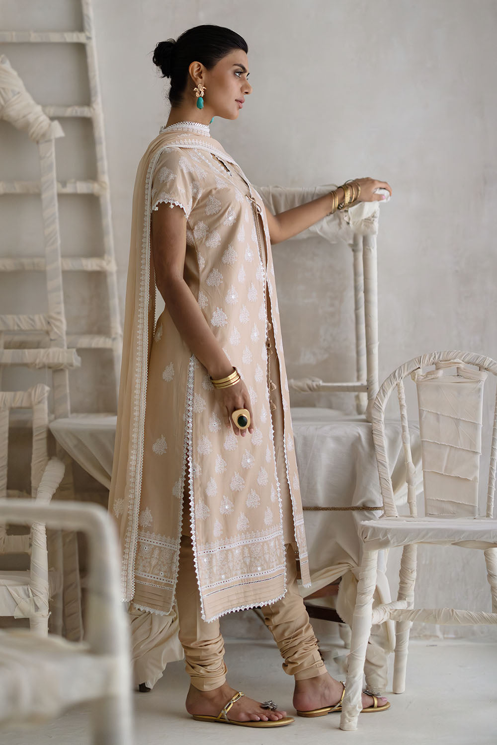 3 Piece Embroidered Lawn Suit with Embroidered Chiffon Dupatta