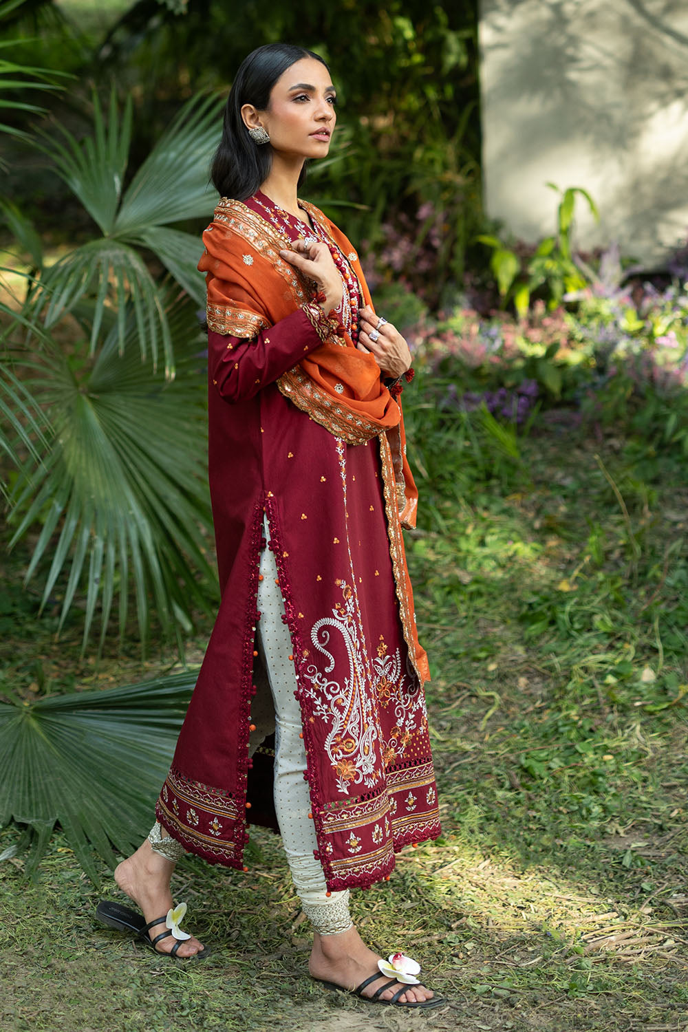 3 Piece Embroidered Lawn Suit with Embroidered Borders and Embroidered Chiffon Dupatta