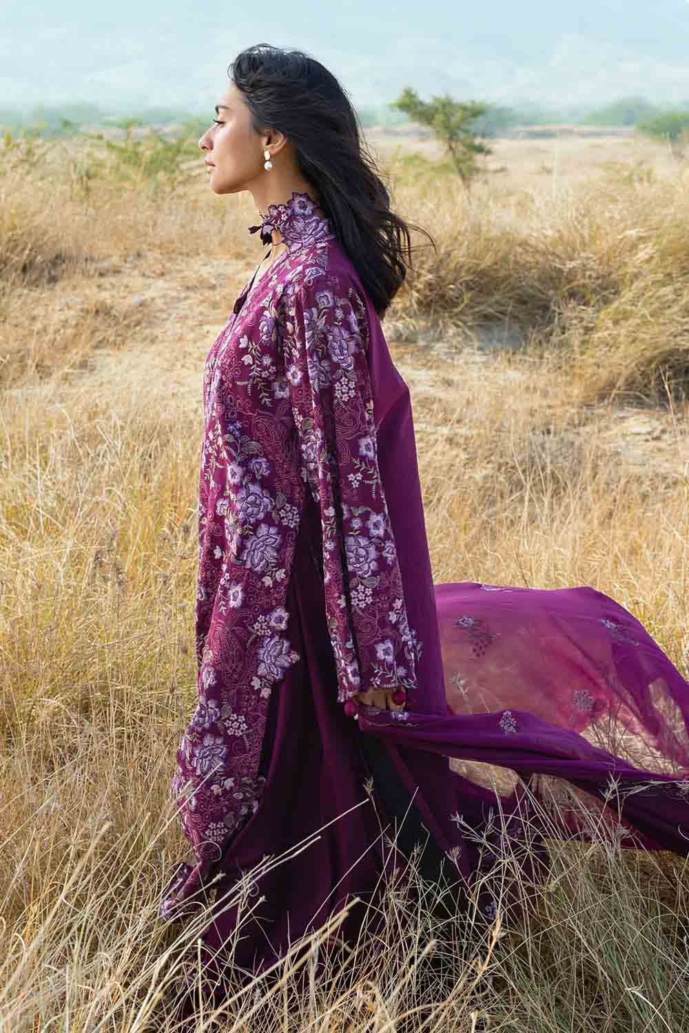 3 Piece Embroidered Swiss Voile Suit with Embroidered Chiffon Dupatta