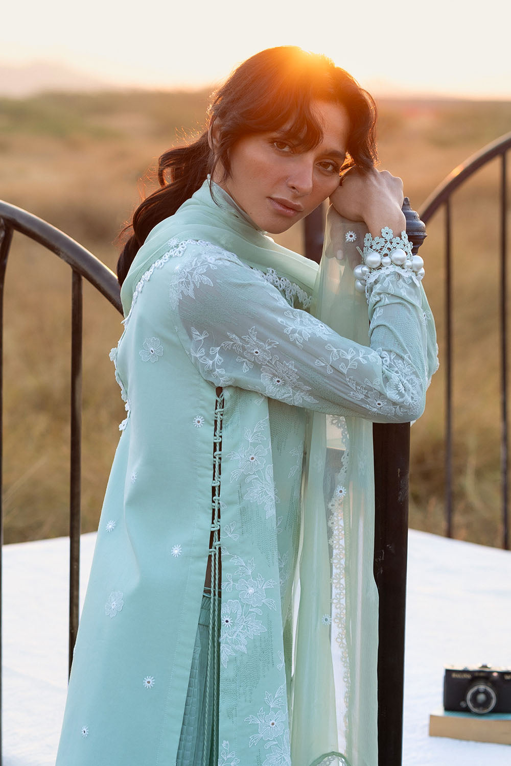 3 Piece Embroidered Swiss Voile Suit with Embroidered Chiffon Dupatta