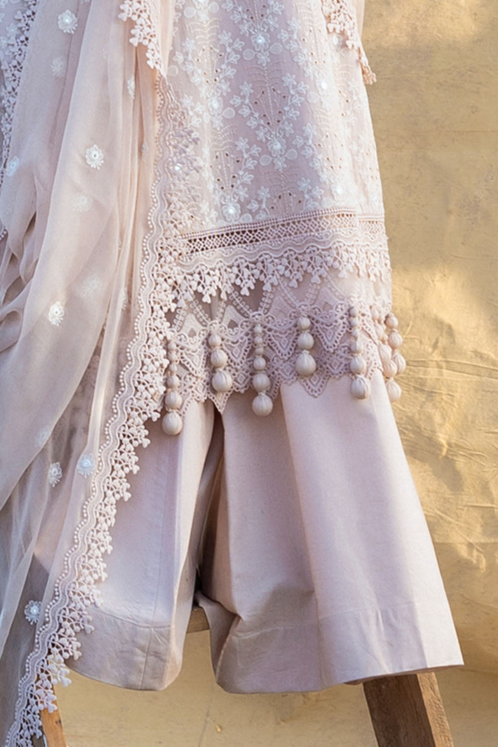 3 Piece Embroidered Swiss Voile Suit with Embroidered Chiffon Dupatta
