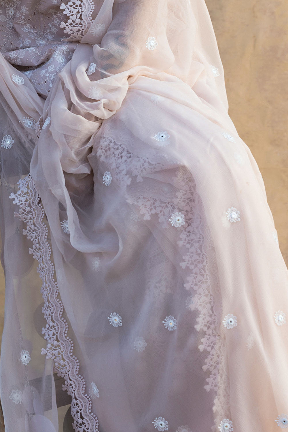 3 Piece Embroidered Swiss Voile Suit with Embroidered Chiffon Dupatta