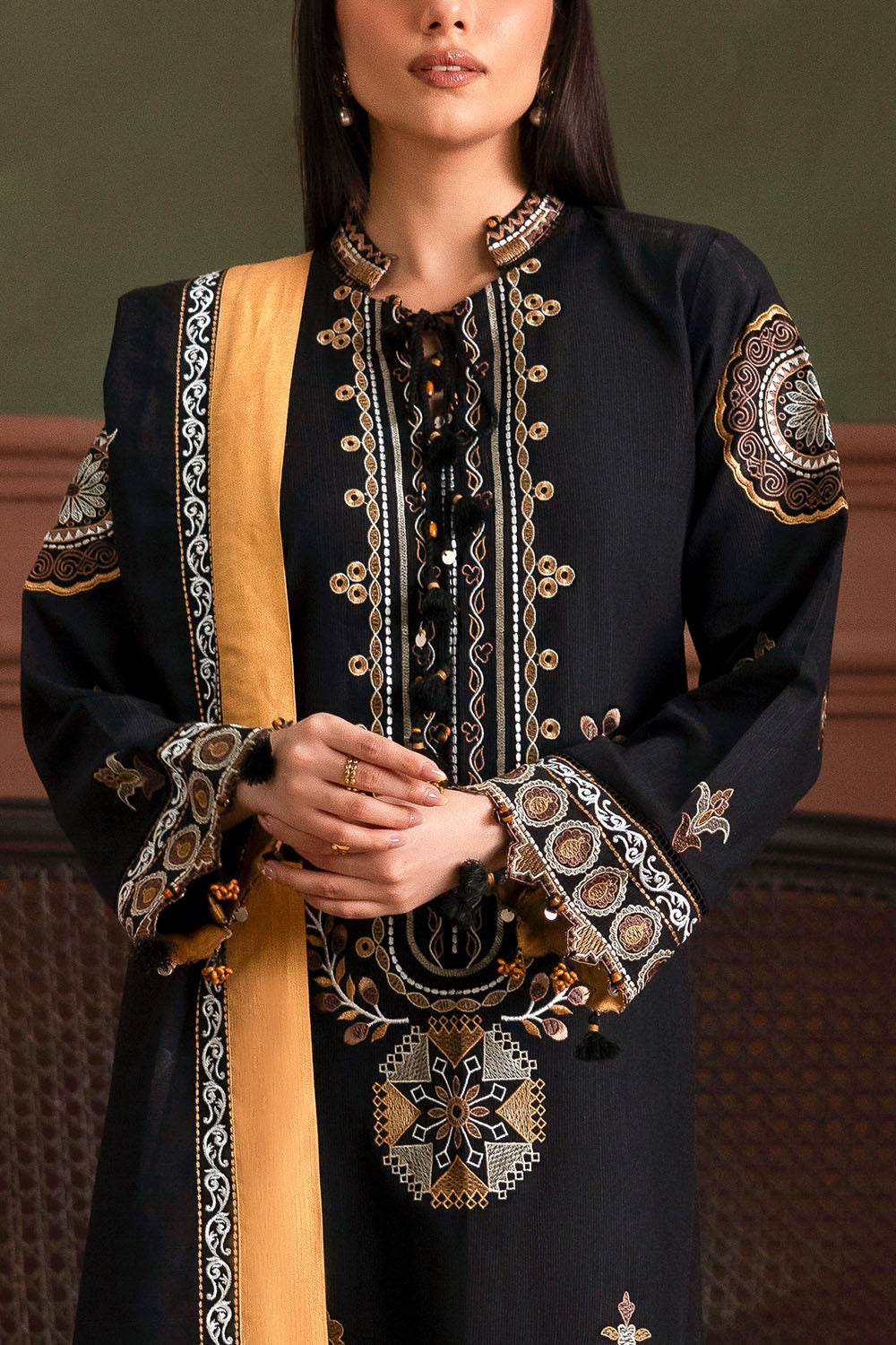 3 Piece Embroidered Corduroy Suit