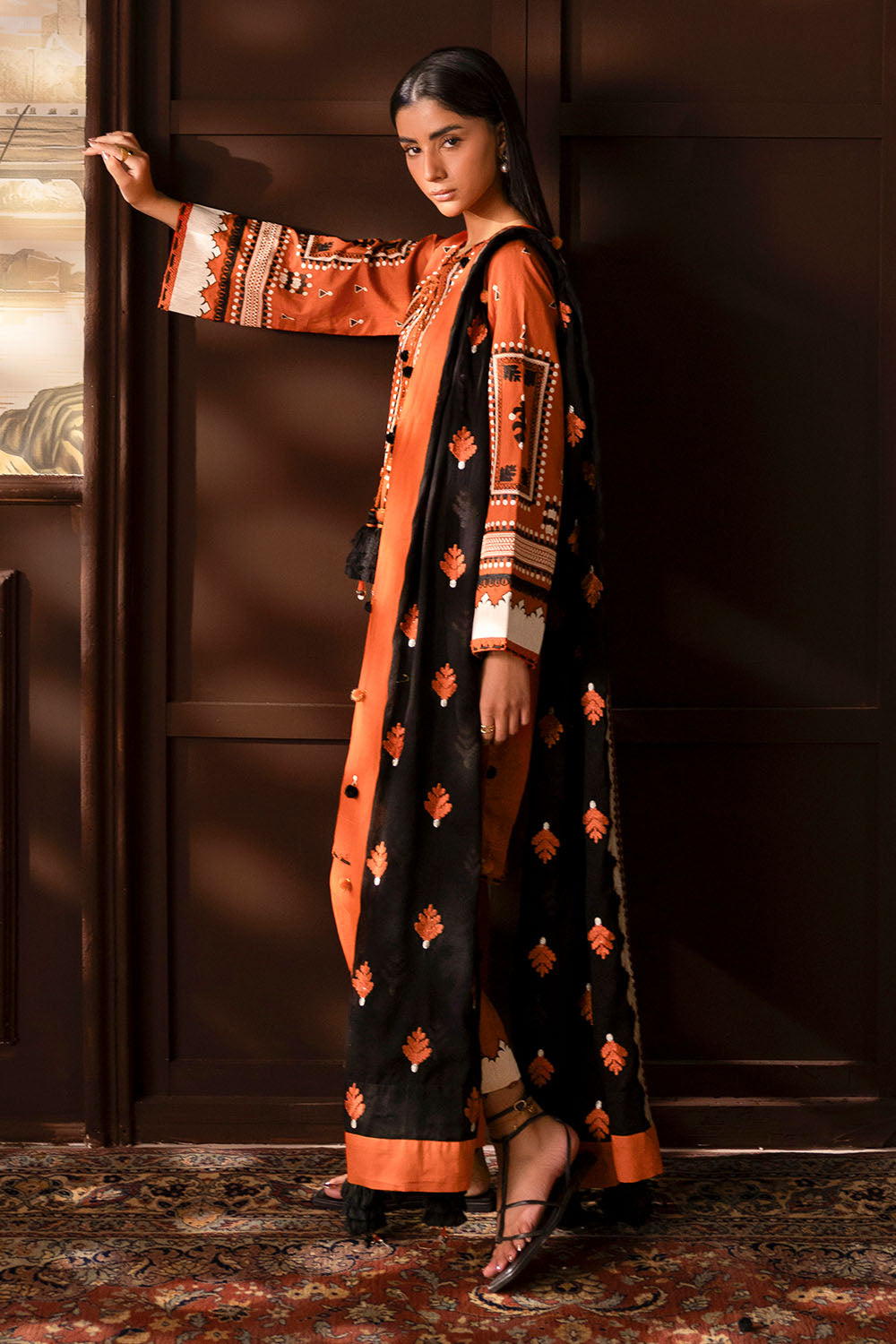 3 Piece Embroidered Cotton Net Suit