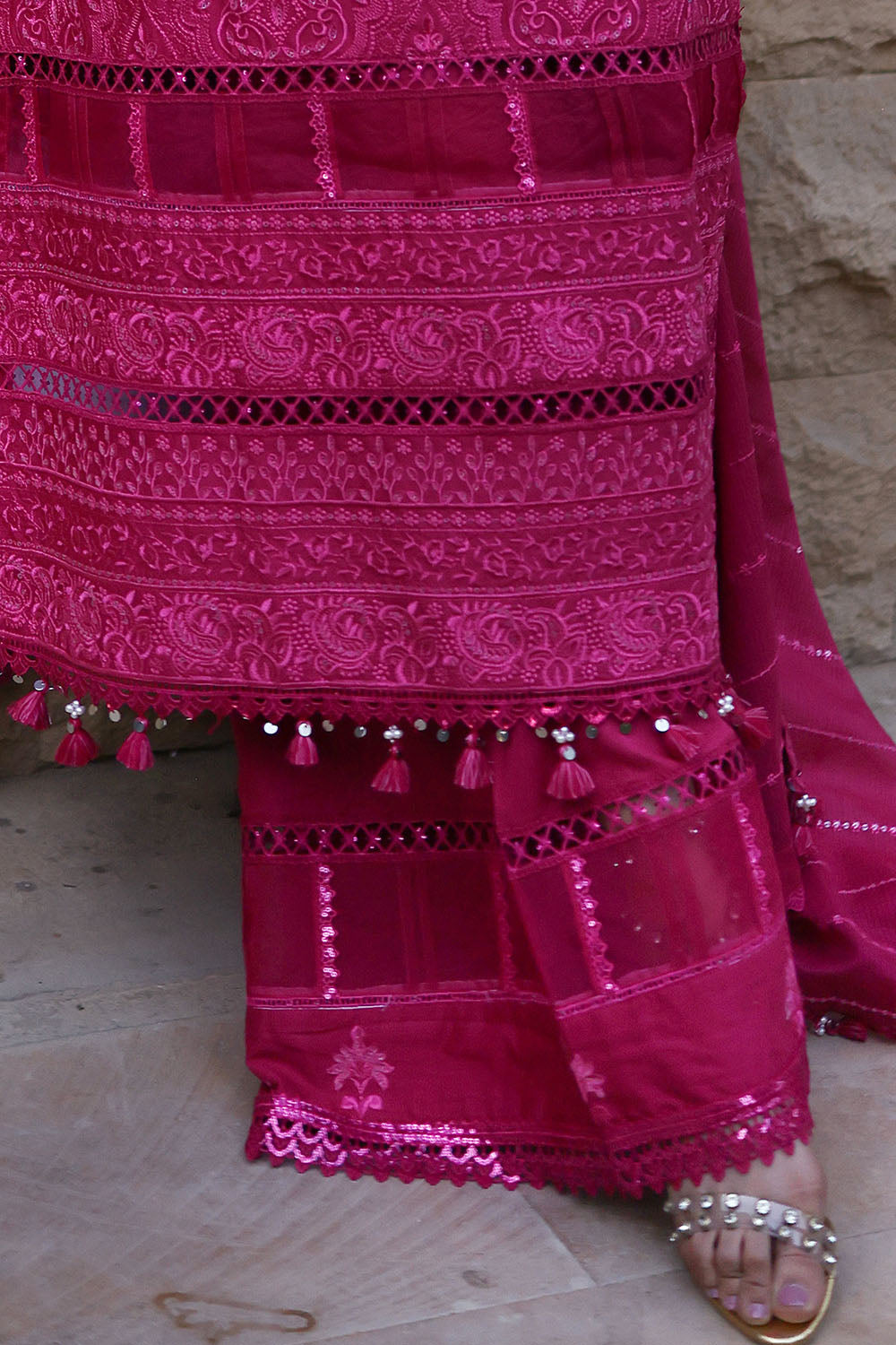 3 Piece Embroidered Lawn Suit With Embroidered Denting Lawn Dupatta