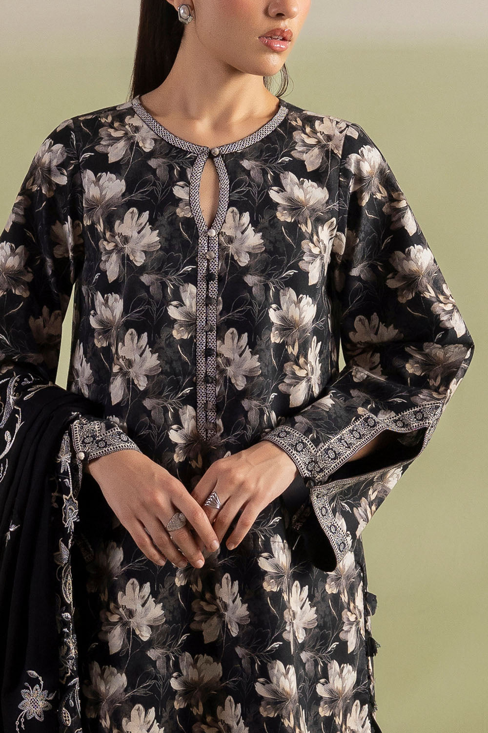 3 Piece Printed Lawn Suit with Embroidered Denting Dupatta