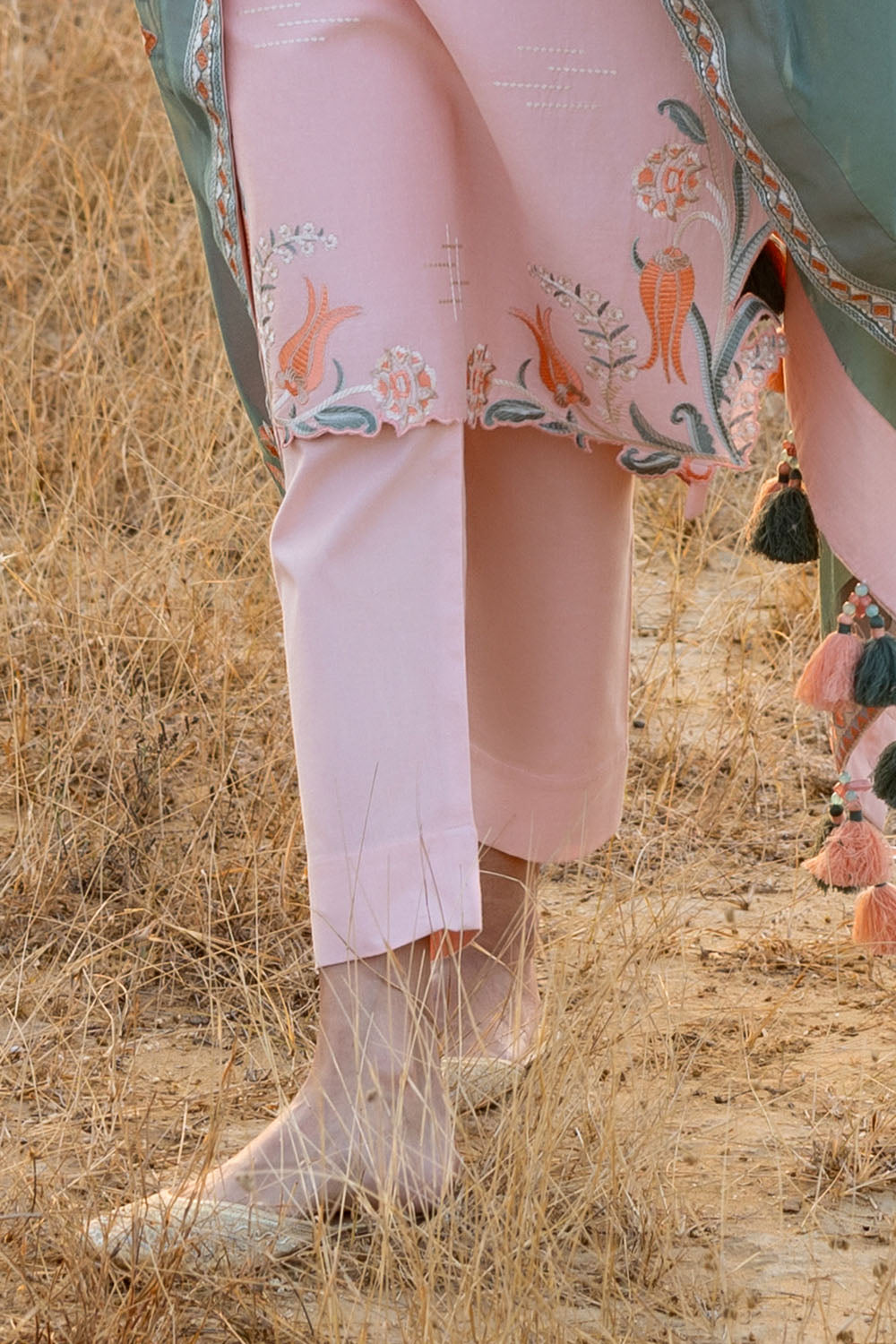 2 Piece - Embroidered Chiffon Suit