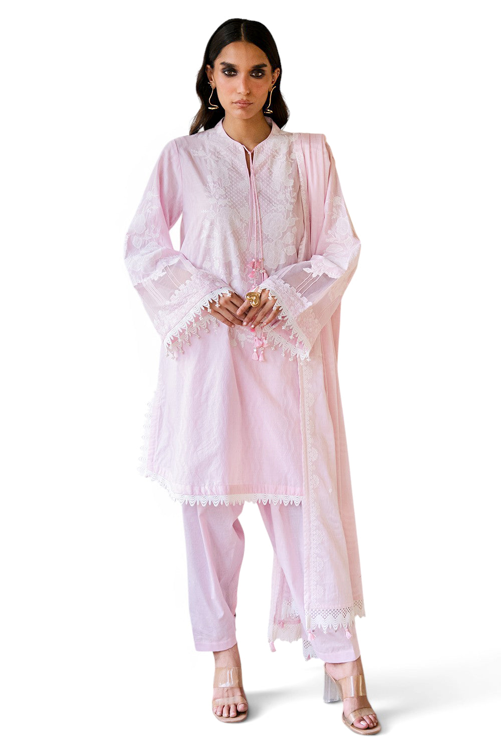 3 Piece Embroidered Jacquard Suit with Embroidered Jacquard Dupatta