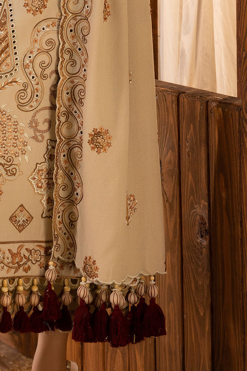 3 Piece Embroidered Karandi Suit With Dupatta