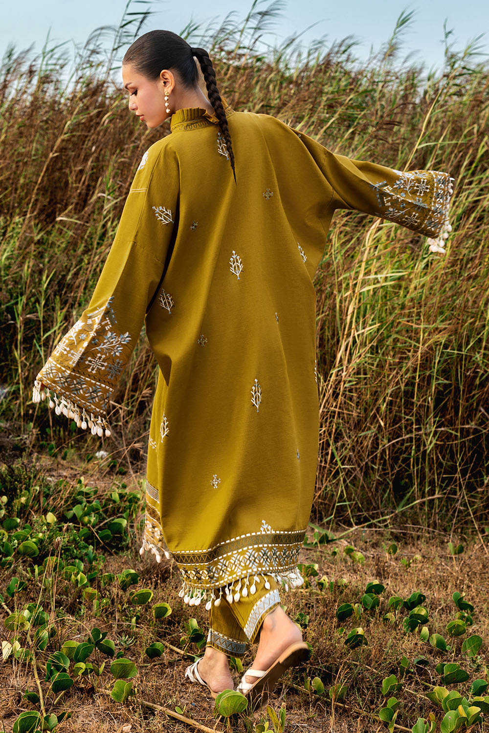 2 Piece Embroidered Khaddar Suit With Borders And Collar