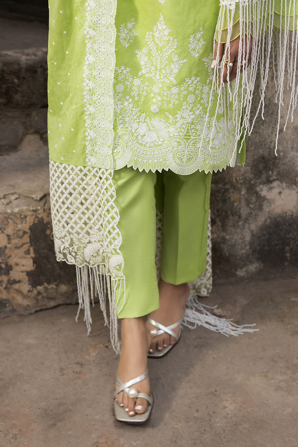 3 Piece Embroidered Jacquard Suit with Embroidered Denting Dupatta
