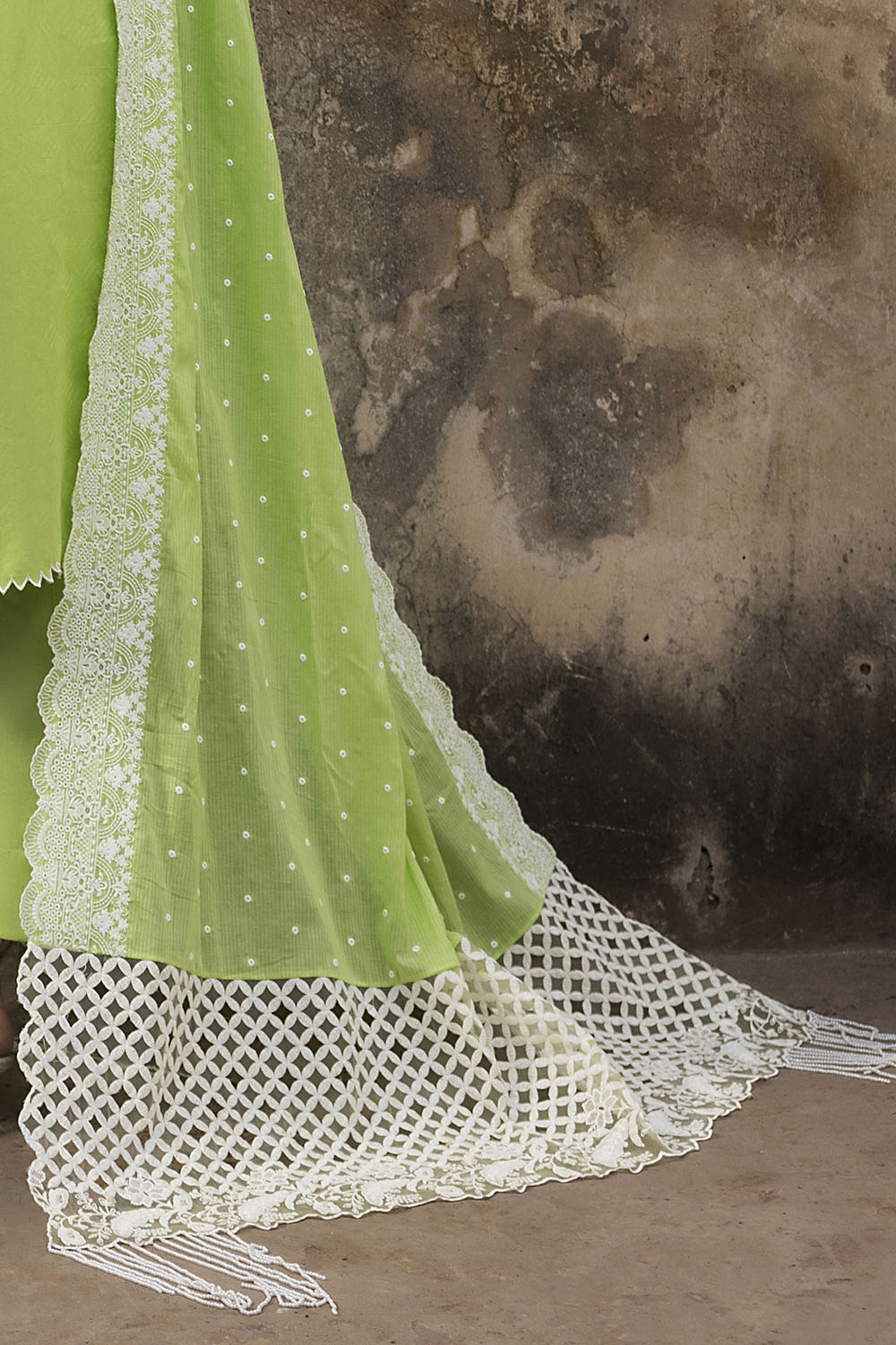 3 Piece Embroidered Jacquard Suit with Embroidered Denting Dupatta