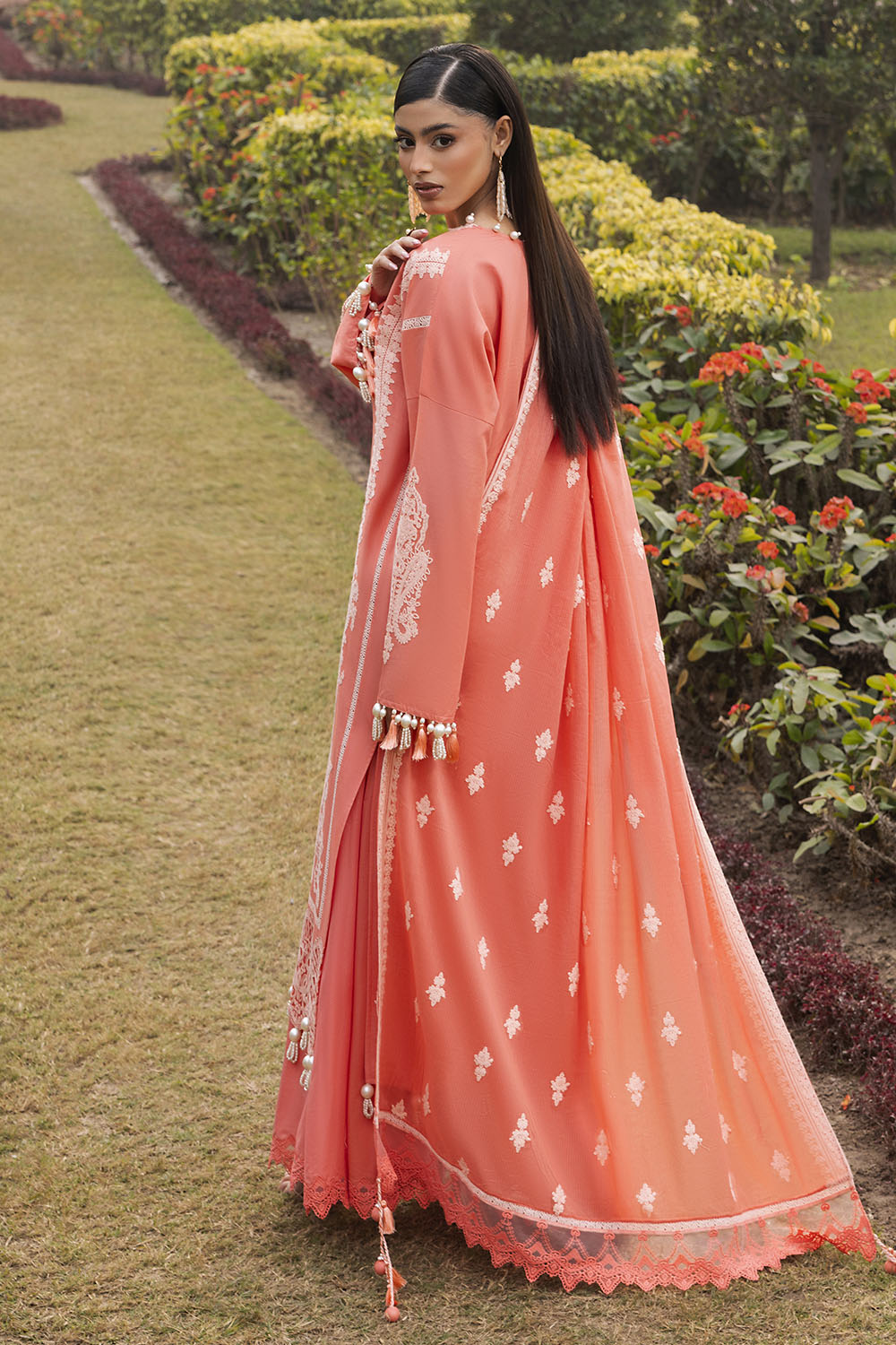 3 Piece Embroidered Lawn Suit with Embroidered Denting Dupatta