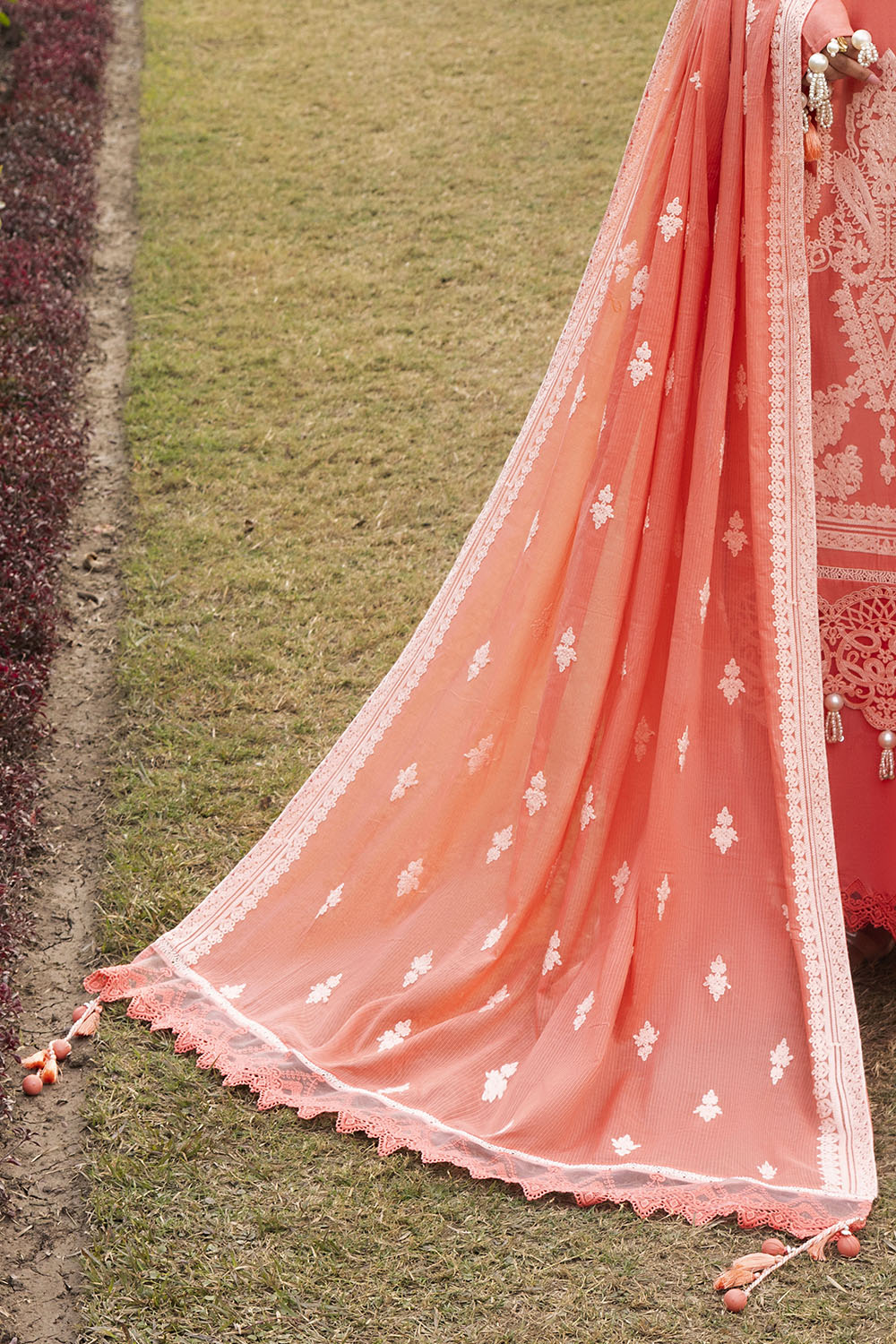 3 Piece Embroidered Lawn Suit with Embroidered Denting Dupatta